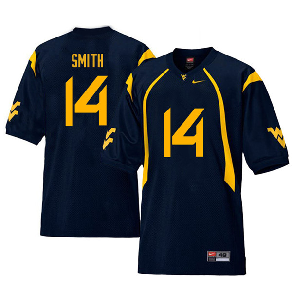 NCAA Men's Collin Smith West Virginia Mountaineers Navy #14 Nike Stitched Football College Retro Authentic Jersey QJ23O28RY